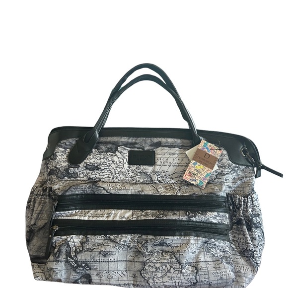 DESTINATION Stylish Map-of-the-world Black and Gray Travel Bag - Picture 1 of 6